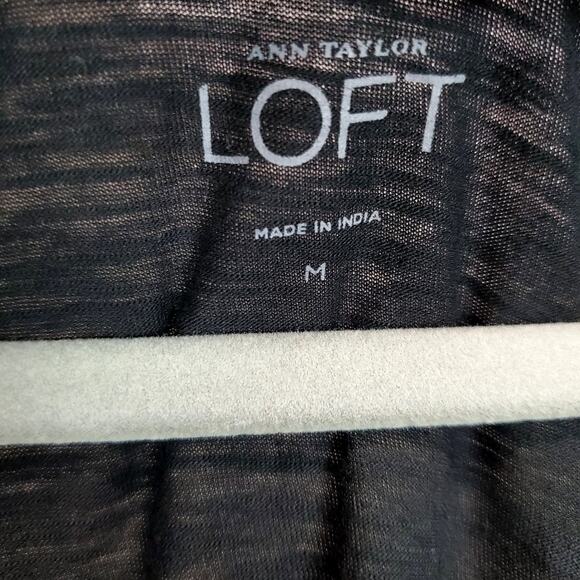 Loft Black Sequin Sparkle Holiday T Shirt M Shimmer Striped Chic Edgy Party Top - Picture 6 of 11